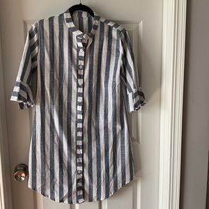 Pretty blue and white striped shirt dress- really cute.New and never worn.
